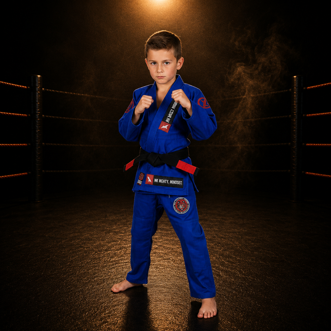 Novakik Kids BJJ GI with White Belt  – Blue Alpha Series 450 GSM Kimono Jiu Jitsu Uniform