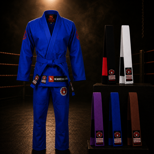 Novakik BJJ GI with White Belt  – Blue Alpha Series 450 GSM Kimono Jiu Jitsu Uniform