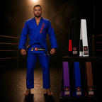 Novakik BJJ GI with White Belt  – Blue Alpha Series 450 GSM Kimono Jiu Jitsu Uniform