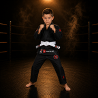 Novakik Kids BJJ GI with White Belt – Black Alpha Series 450 GSM Kimono Jiu Jitsu Uniform