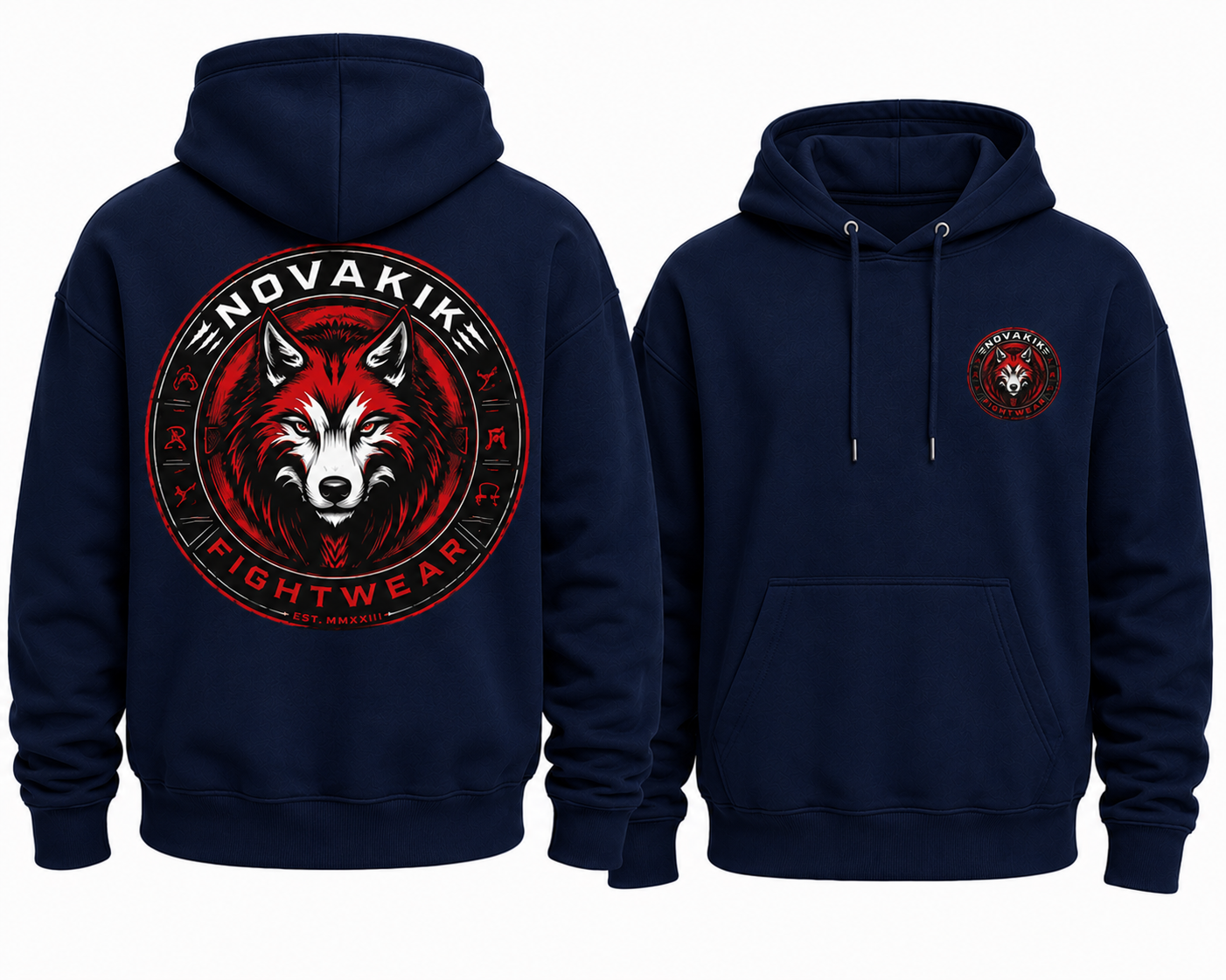 Novakik Logo Printed Hoodies - Navy Blue