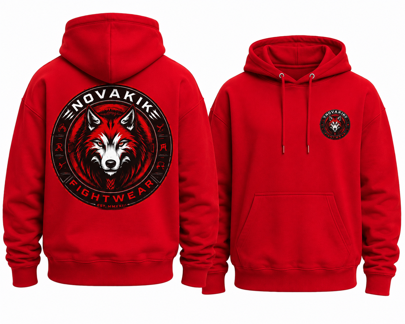 Novakik Logo Printed Hoodies - Red