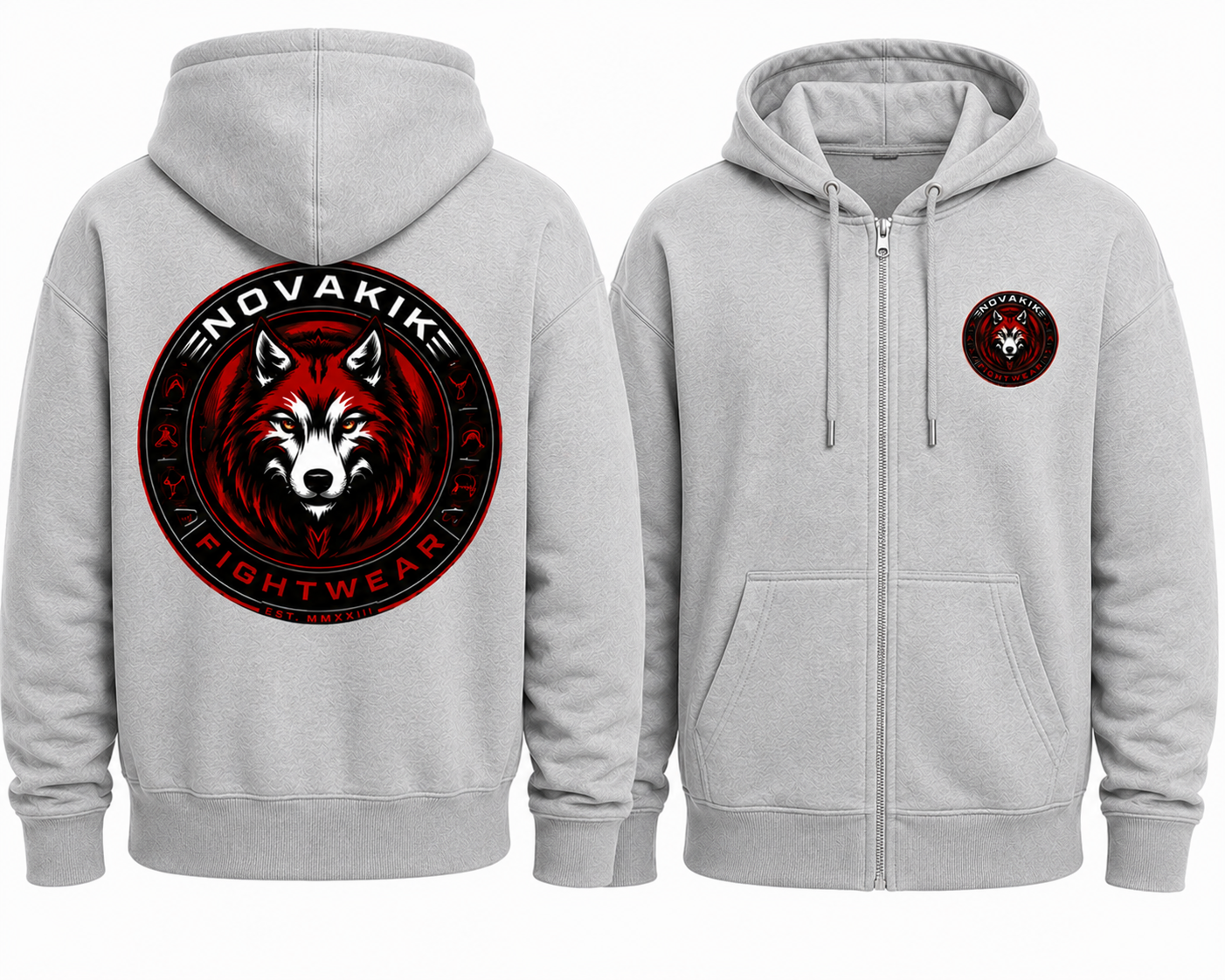 Novakik Logo Printed Zip-Up Jacket - Light Gray