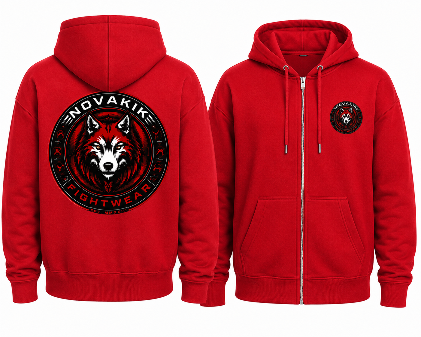 Novakik Logo Printed Zip-Up Jacket - Red