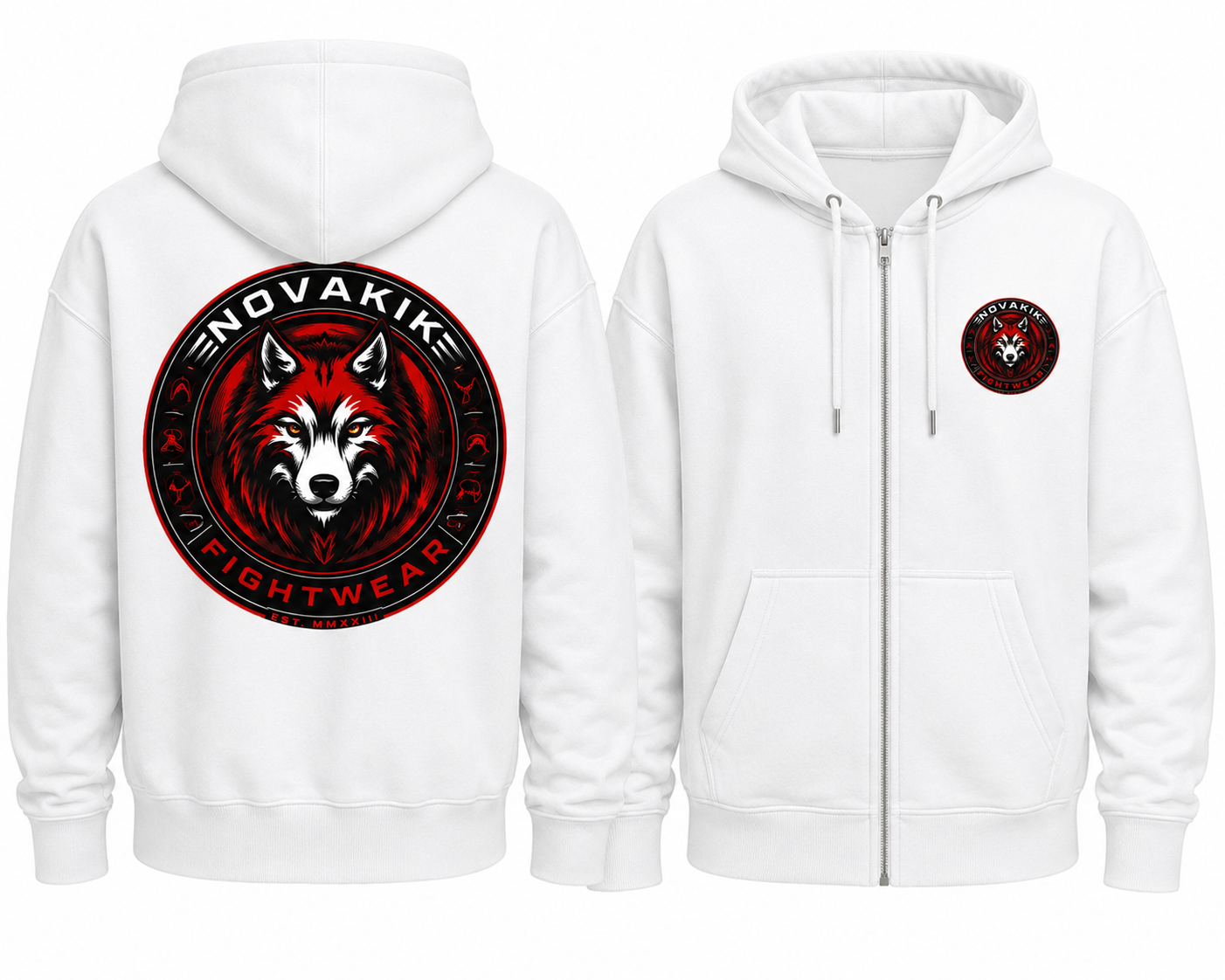 Novakik Logo Printed Zip-Up Jacket - White