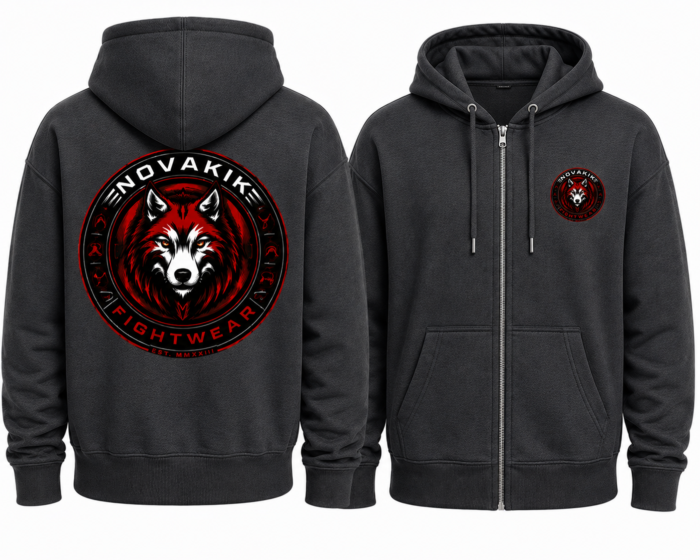 Novakik Logo Printed Zip-Up Jacket - Dark Gray