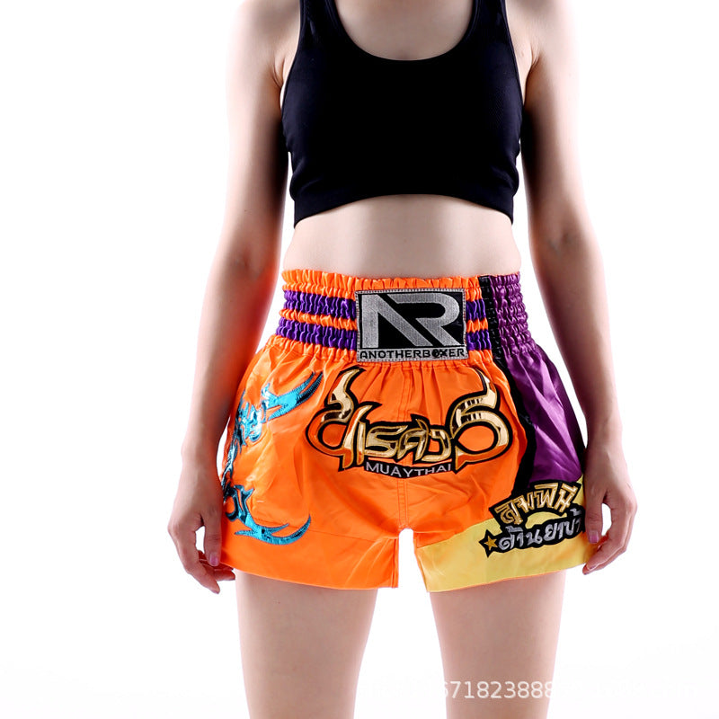 ANOTHER BOXER Thai Script Embroidered Kickboxing Shorts