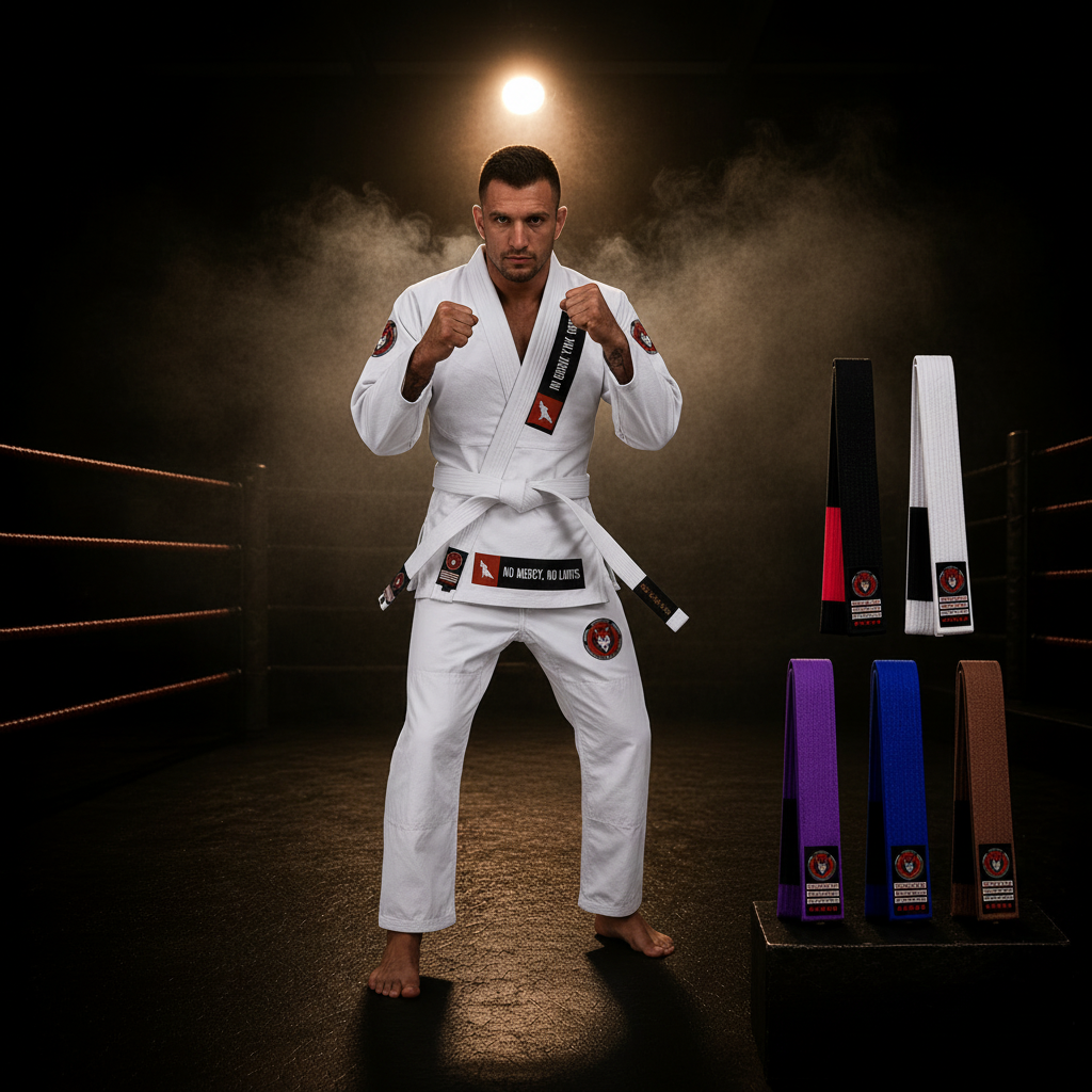Novakik BJJ GI with White Belt – White Alpha Series 450 GSM Kimono Jiu Jitsu Uniform