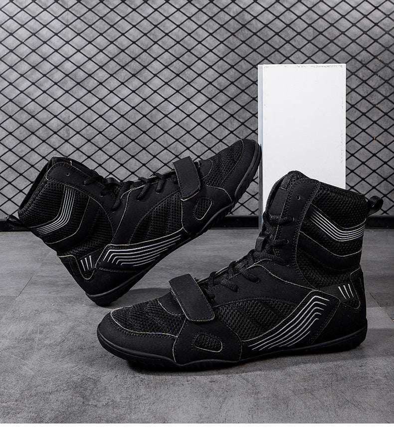High-Top Boxing Shoes with Strap Support