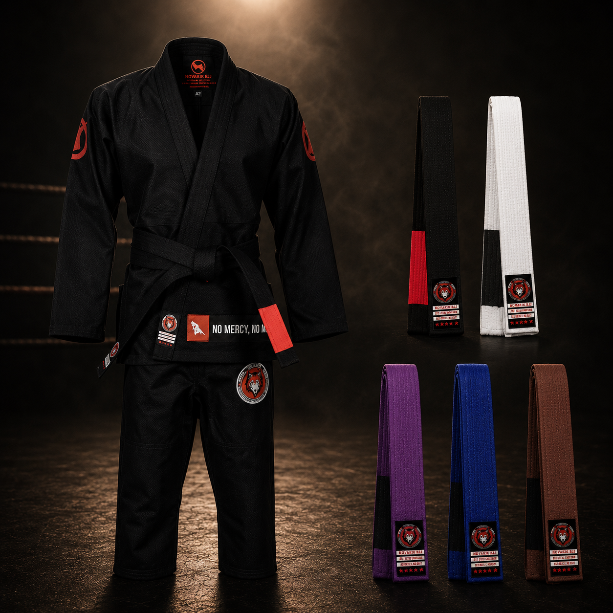 Novakik BJJ GI with White Belt – Black Alpha Series 450 GSM Kimono Jiu Jitsu Uniform