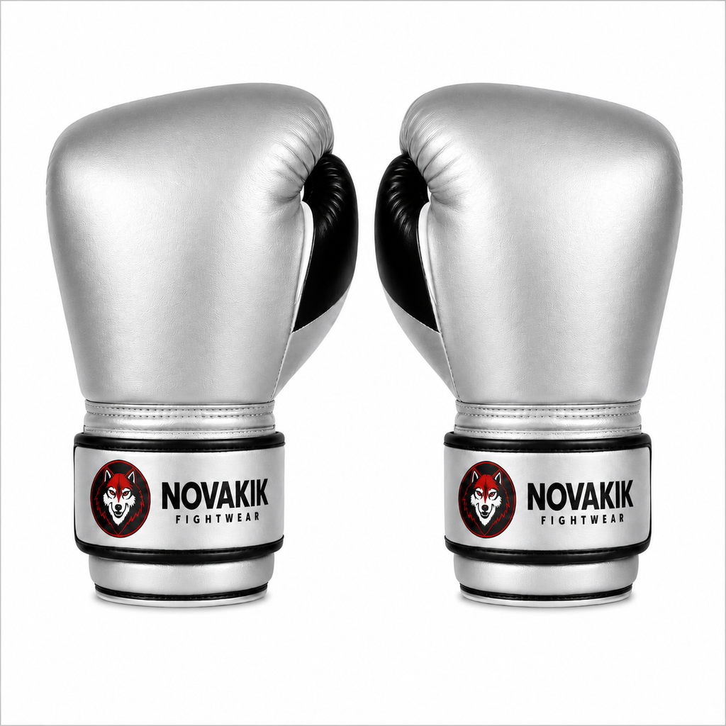 Novakik Premium Boxing Gloves - Silver