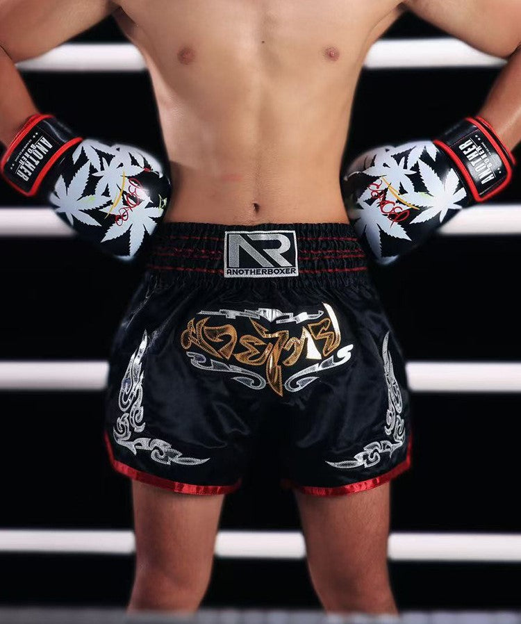 ANOTHER BOXER Thai Script Embroidered Kickboxing Shorts
