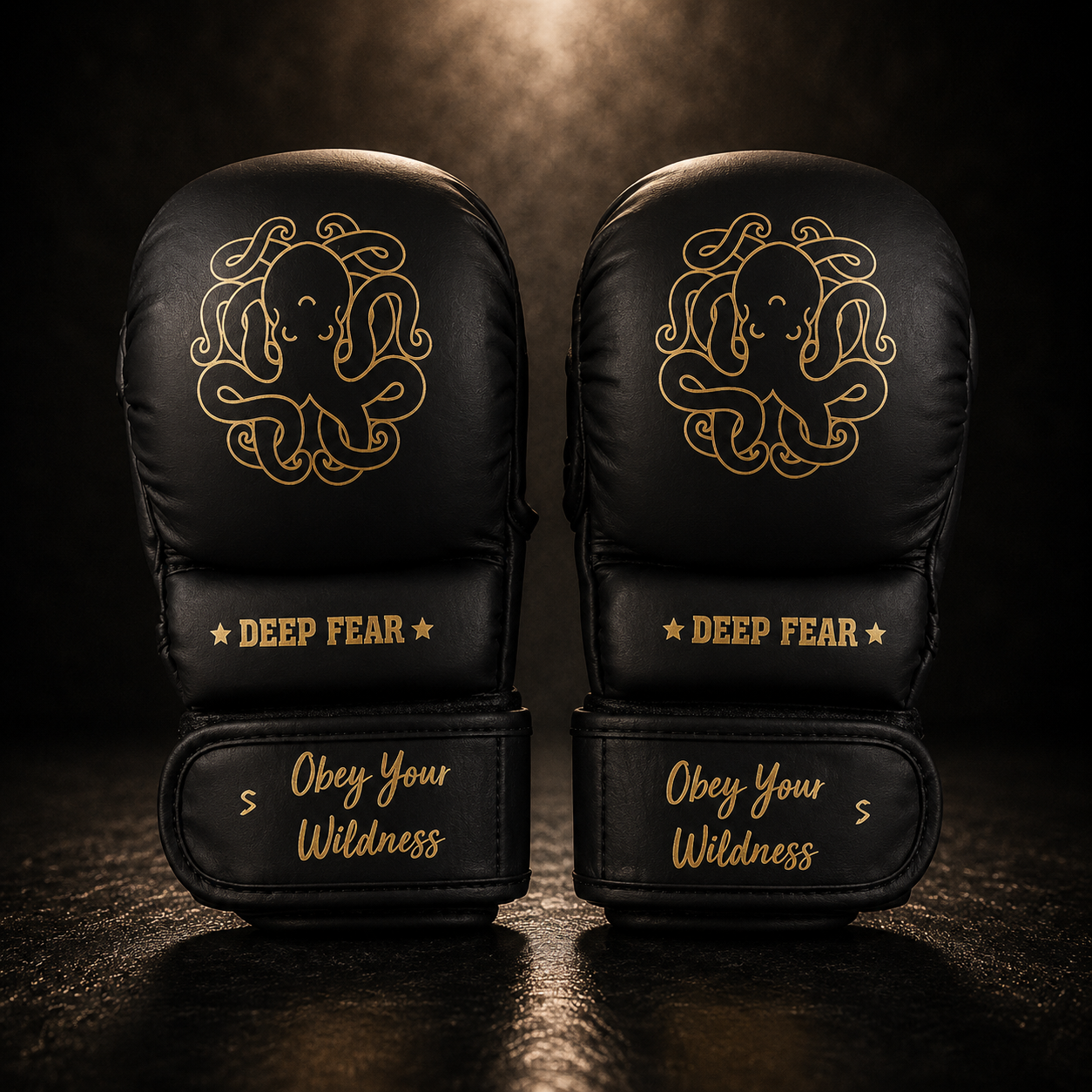 Black Deep Fear Boxing Gloves with Wrist Support