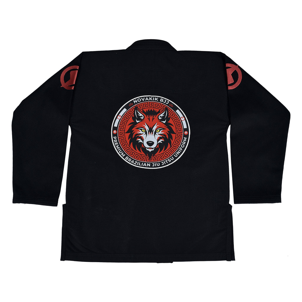 Novakik Kids BJJ GI with White Belt – Black Alpha Series 450 GSM Kimono Jiu Jitsu Uniform
