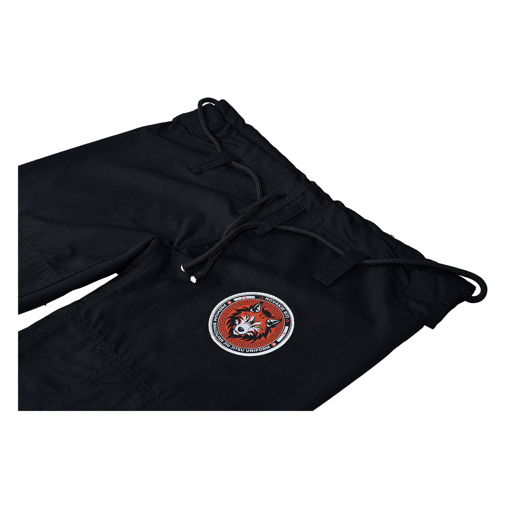Novakik Kids BJJ GI with White Belt – Black Alpha Series 450 GSM Kimono Jiu Jitsu Uniform