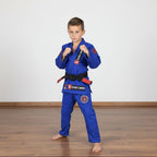 Novakik Kids BJJ GI with White Belt  – Blue Alpha Series 450 GSM Kimono Jiu Jitsu Uniform