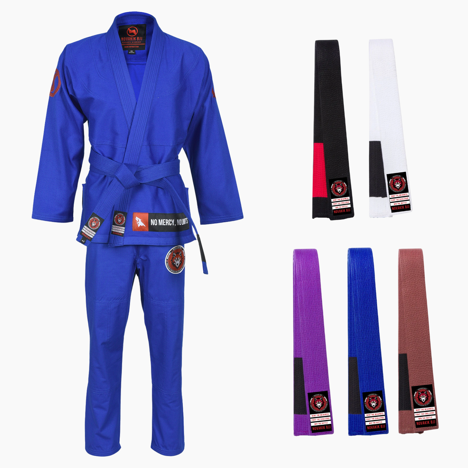 Novakik BJJ GI with White Belt  – Blue Alpha Series 450 GSM Kimono Jiu Jitsu Uniform