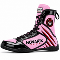 Novakik Boxing Shoes High-Top Training Boots - Pink Black