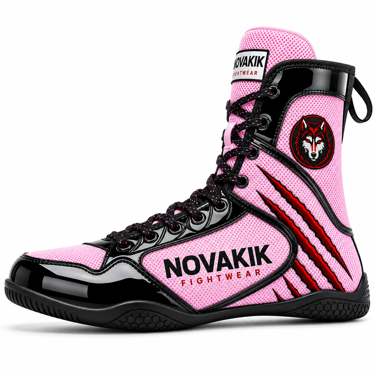 Novakik Boxing Shoes High-Top Training Boots - Pink Black