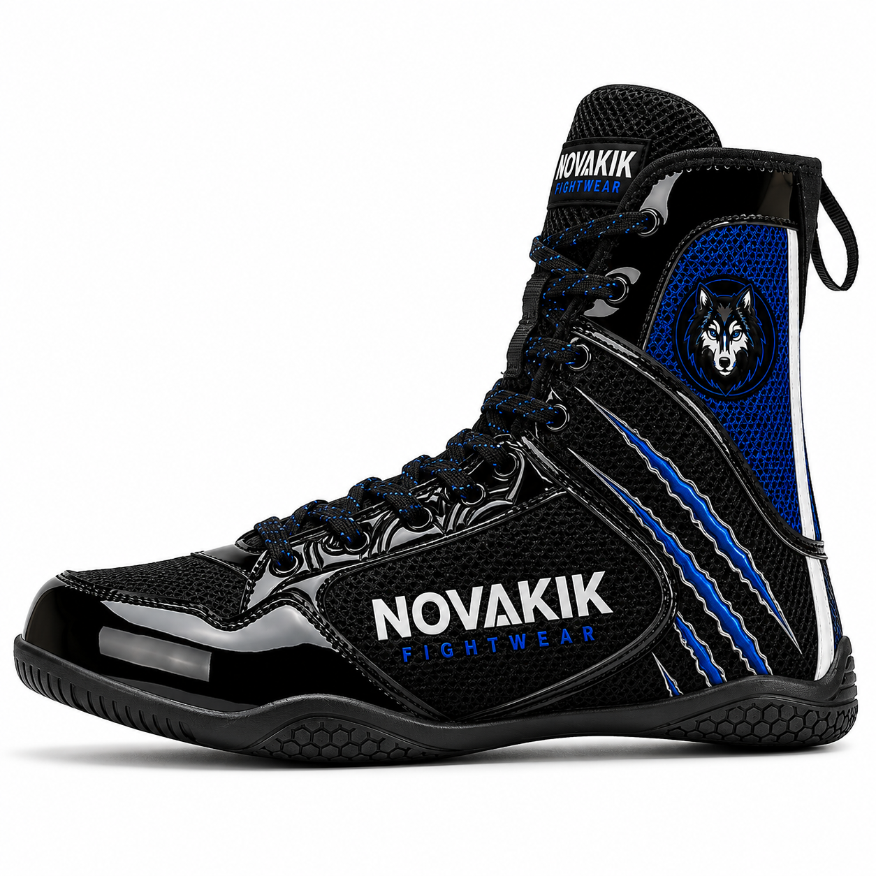 Novakik Boxing Shoes High-Top Training Boots - Black Blue